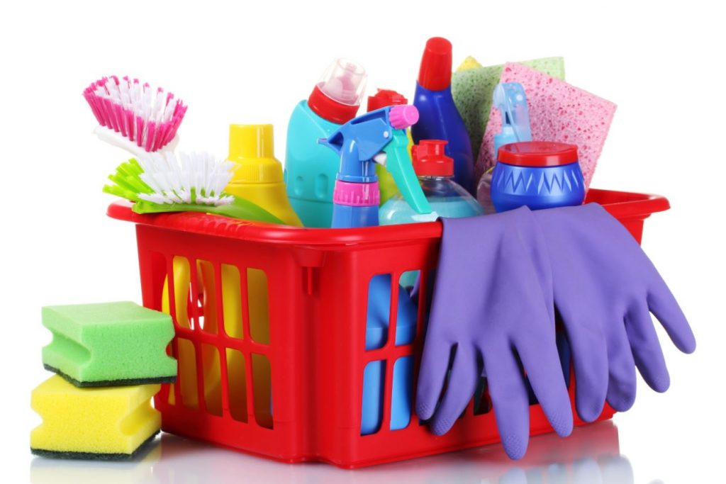 cleaning supplies basket